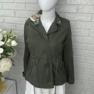Dolled Up Womens Green Utility Jacket Size M